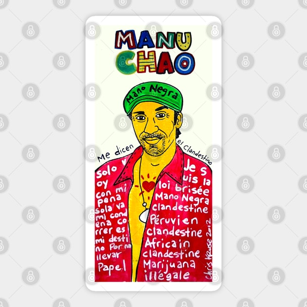 Manu Chao Sticker by krusefolkart